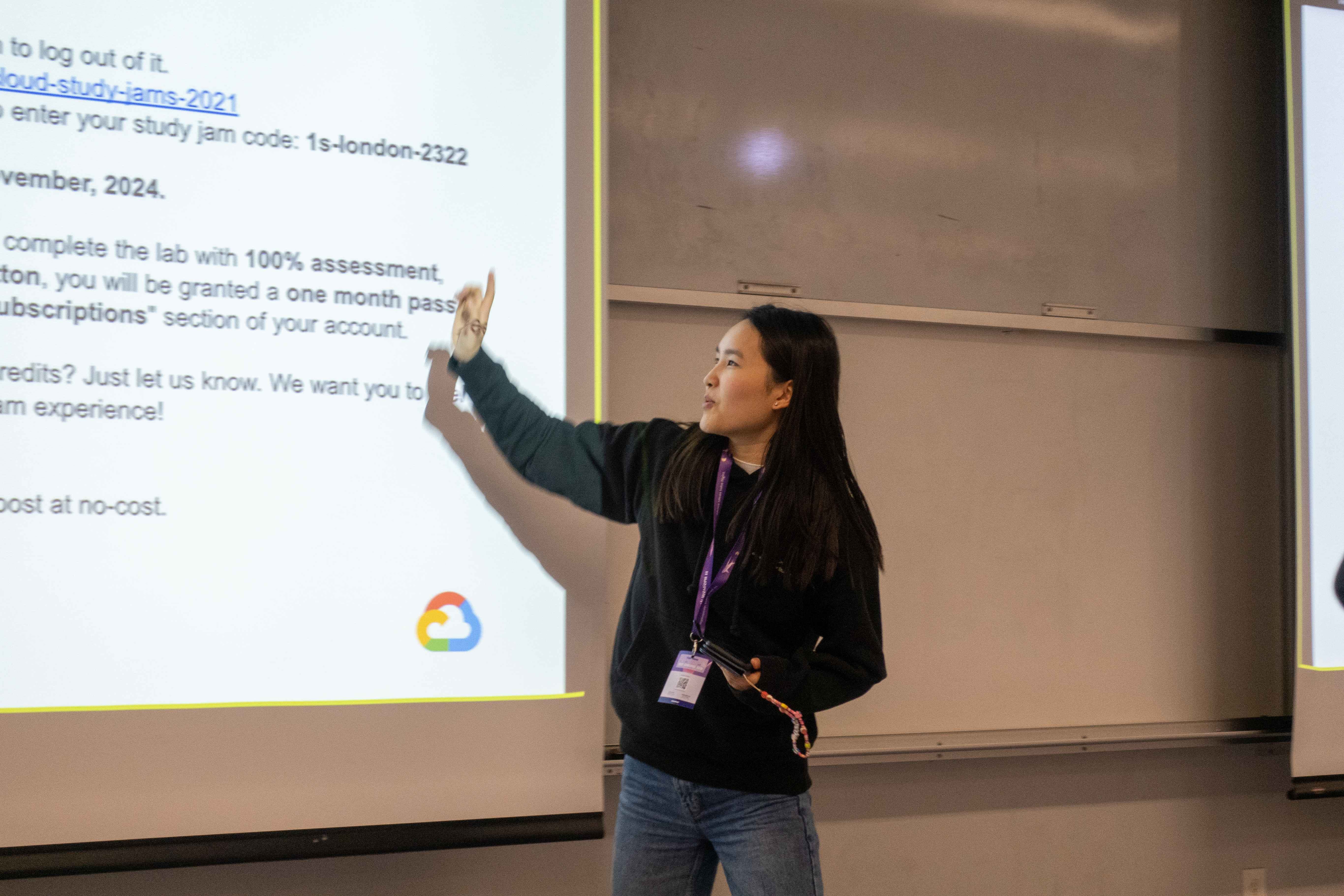 Grace presenting at Google Developer Student Club